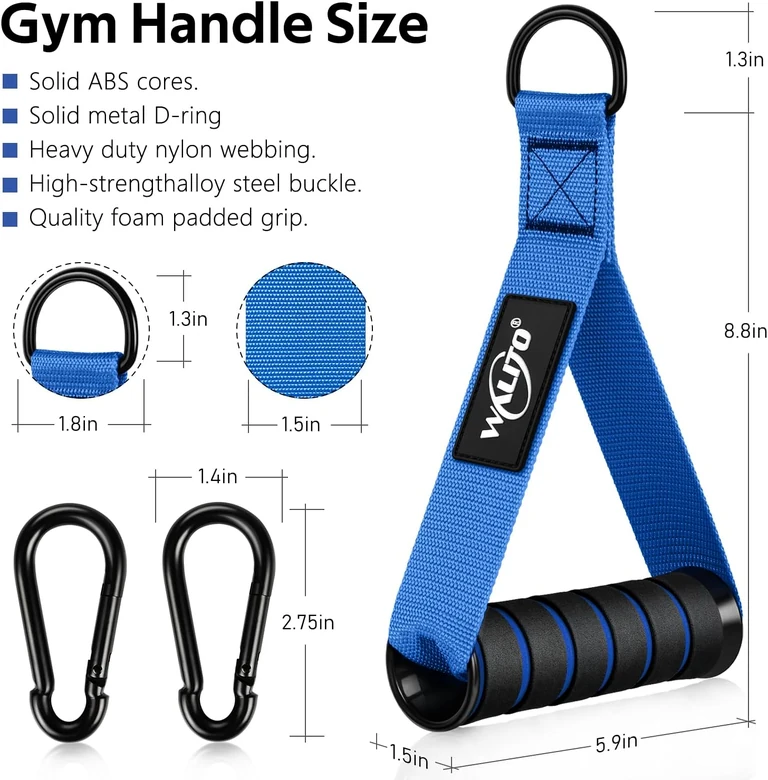 Blue cable-handle dimensions and connecting components