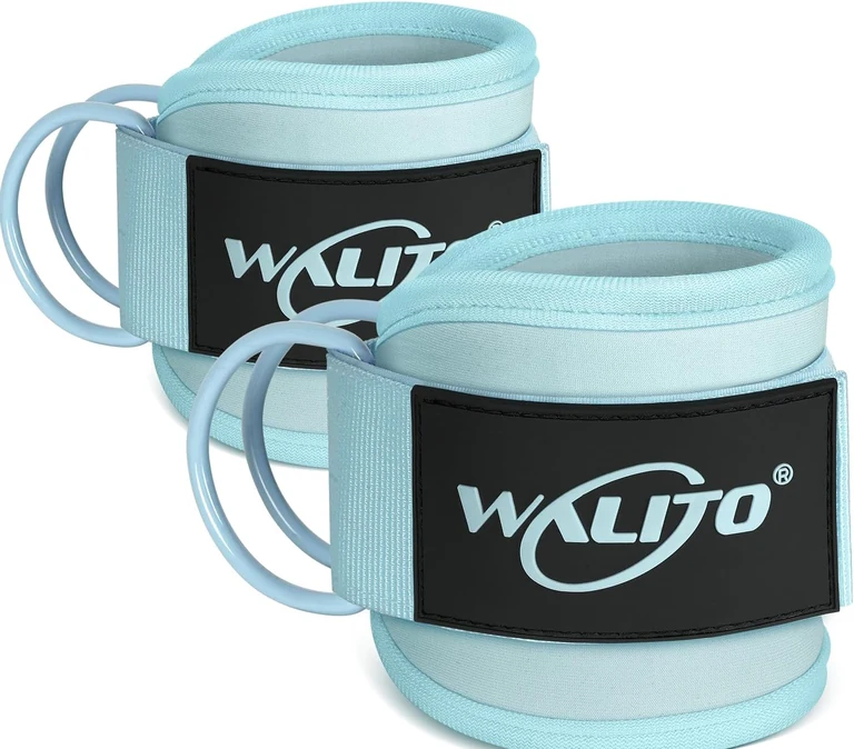Pair of macaron blue cable ankle cuffs