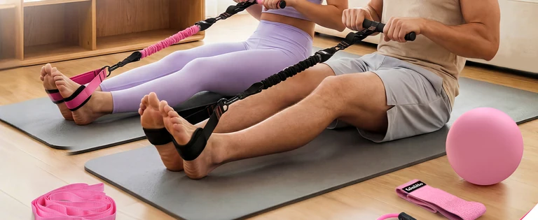 Seated pedal-band exercise with the pink kit